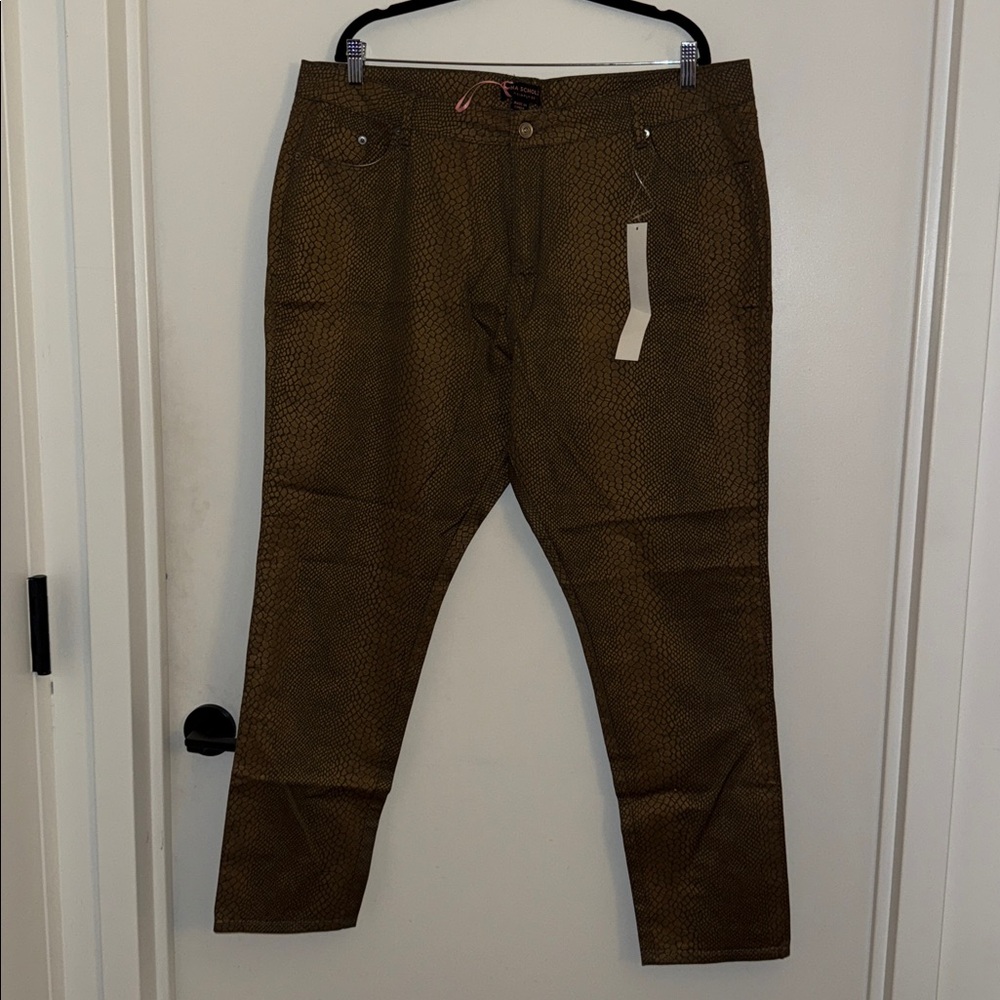 Vintage Anna Scholz For Simply Be UK Gold Snake Print Denim Jeans